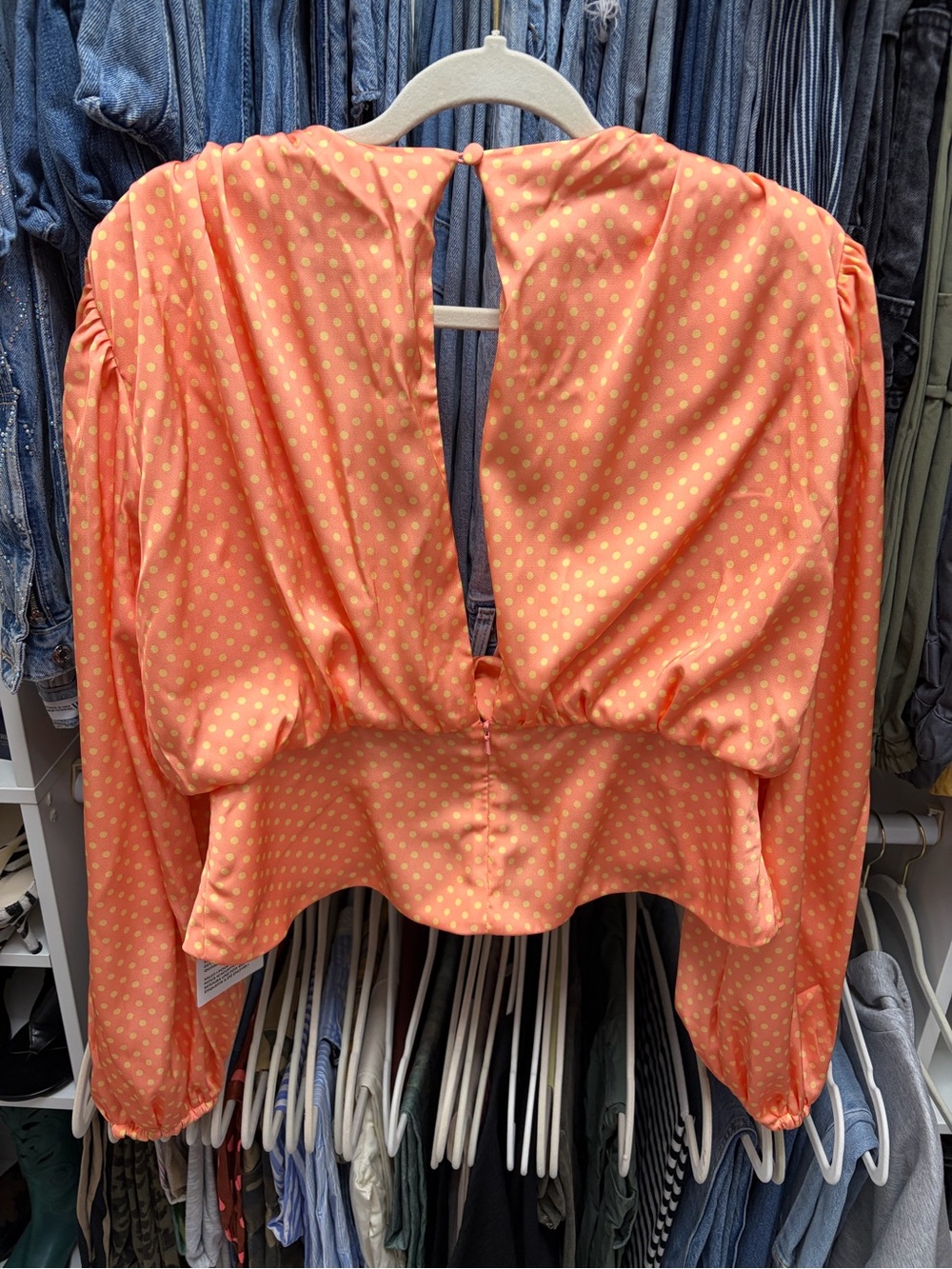 ASOS Peach Twist-Knot Balloon Sleeve Top - Picture 5 of 7